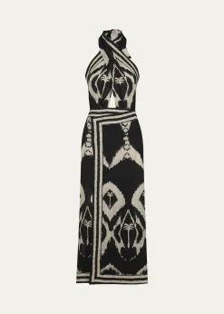 Johanna OrtizBuen Viento Crisscross Halter Wrap Midi Dress