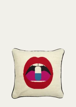 Jonathan AdlerLips Full Dose Needlepoint Throw Pillow - 18"