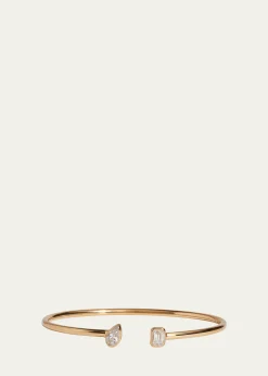 Kendall RowFlexible 14K Yellow Gold Two-Stone Lab Diamond Cuff Bracelet