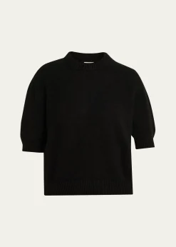 KhaiteDavin Short-Sleeve Cashmere Sweater