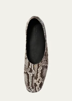 KhaiteJane Snake-Printed Leather Flats