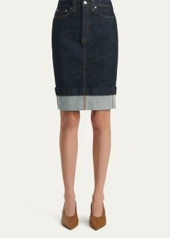 KhaiteKendra Cuffed Denim Skirt