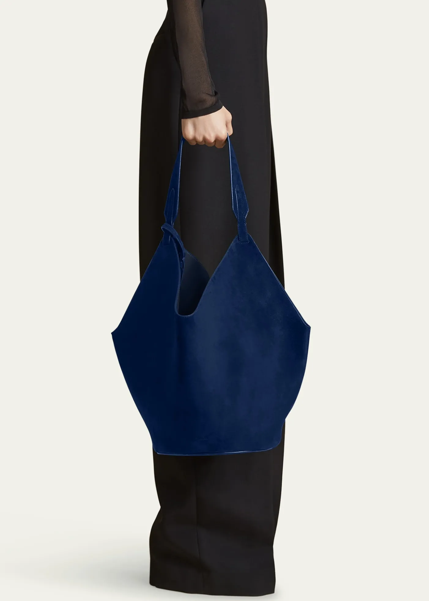 KhaiteLotus Medium Calfskin Suede Tote Bag