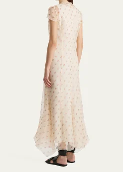 KhaiteMeera Rose-Print Silk Wrap Maxi Dress