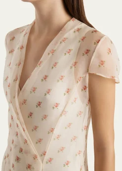 KhaiteMeera Rose-Print Silk Wrap Maxi Dress