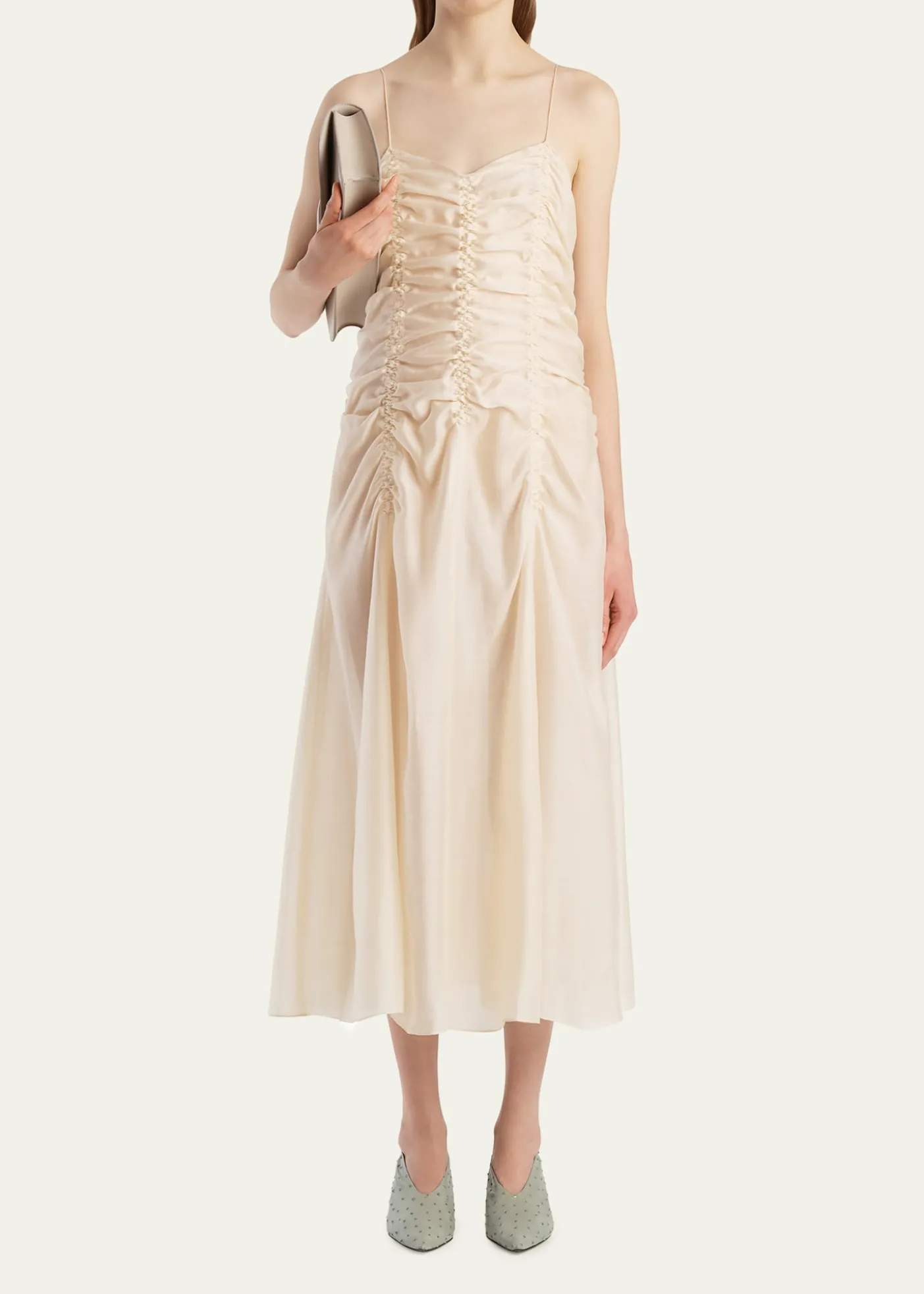 KhaiteRaina Sleeveless Ruched Midi Dress