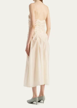 KhaiteRaina Sleeveless Ruched Midi Dress