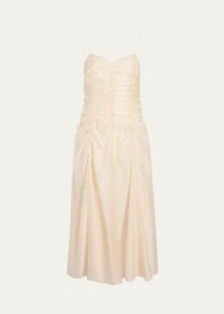 KhaiteRaina Sleeveless Ruched Midi Dress
