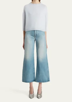 KhaiteSabina Cashmere Elbow-Sleeve Boxy Sweater