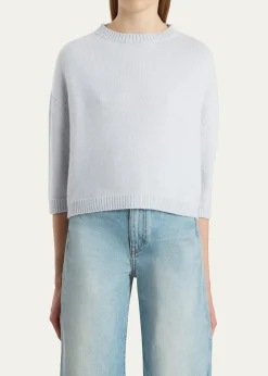 KhaiteSabina Cashmere Elbow-Sleeve Boxy Sweater