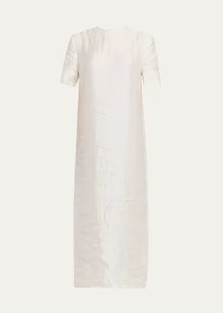 KhaiteWebber Short-Sleeve Crinkled Maxi Dress