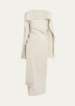 KhaiteYon Knot Draped Long-Sleeve Maxi Dress