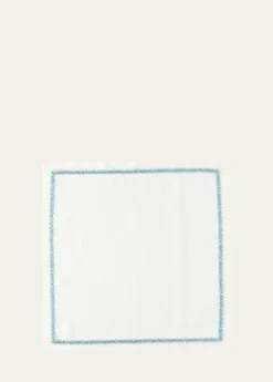 Kim SeybertJardin Napkin, White and Turquoise