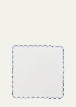 Kim SeybertLune Embroidered Scalloped-Edge Napkin, Blue