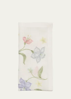 Kim SeybertVista Flower Embroidered Linen Napkin