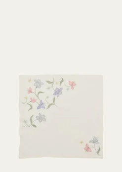 Kim SeybertVista Flower Embroidered Linen Napkin