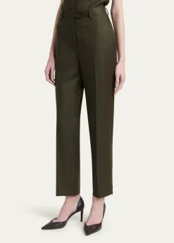 KitonShimmer Wool-Blend Straight Trousers