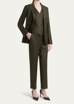 KitonShimmer Wool-Blend Straight Trousers