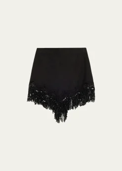 Kobi HalperinAshlyn Sequin Fringe Lace-Trim Shorts