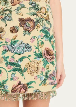 Kobi HalperinCelia Floral Fringe Cotton-Blend Miniskirt