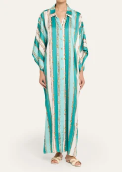 La BlancaWrena Belt Striped Maxi Shirtdress Coverup