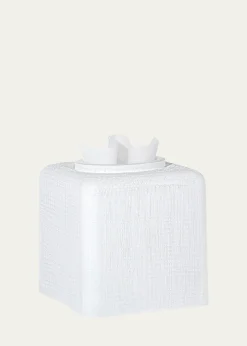 LabrazelCambric Glass Tissue Box Cover, White Enamel