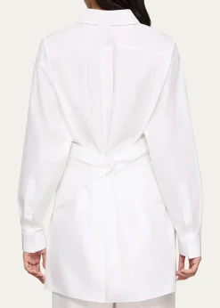Lafayette 148 New YorkConvertible Long-Sleeve Poplin Shirt