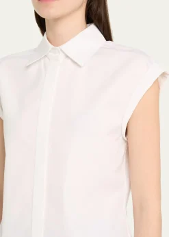 Lafayette 148 New YorkFitted Cap-Sleeve Cotton Shirt