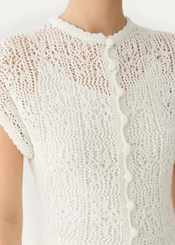 Lafayette 148 New YorkLace-Stitch Cotton Knit Sweater