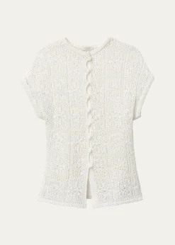Lafayette 148 New YorkLace-Stitch Cotton Knit Sweater