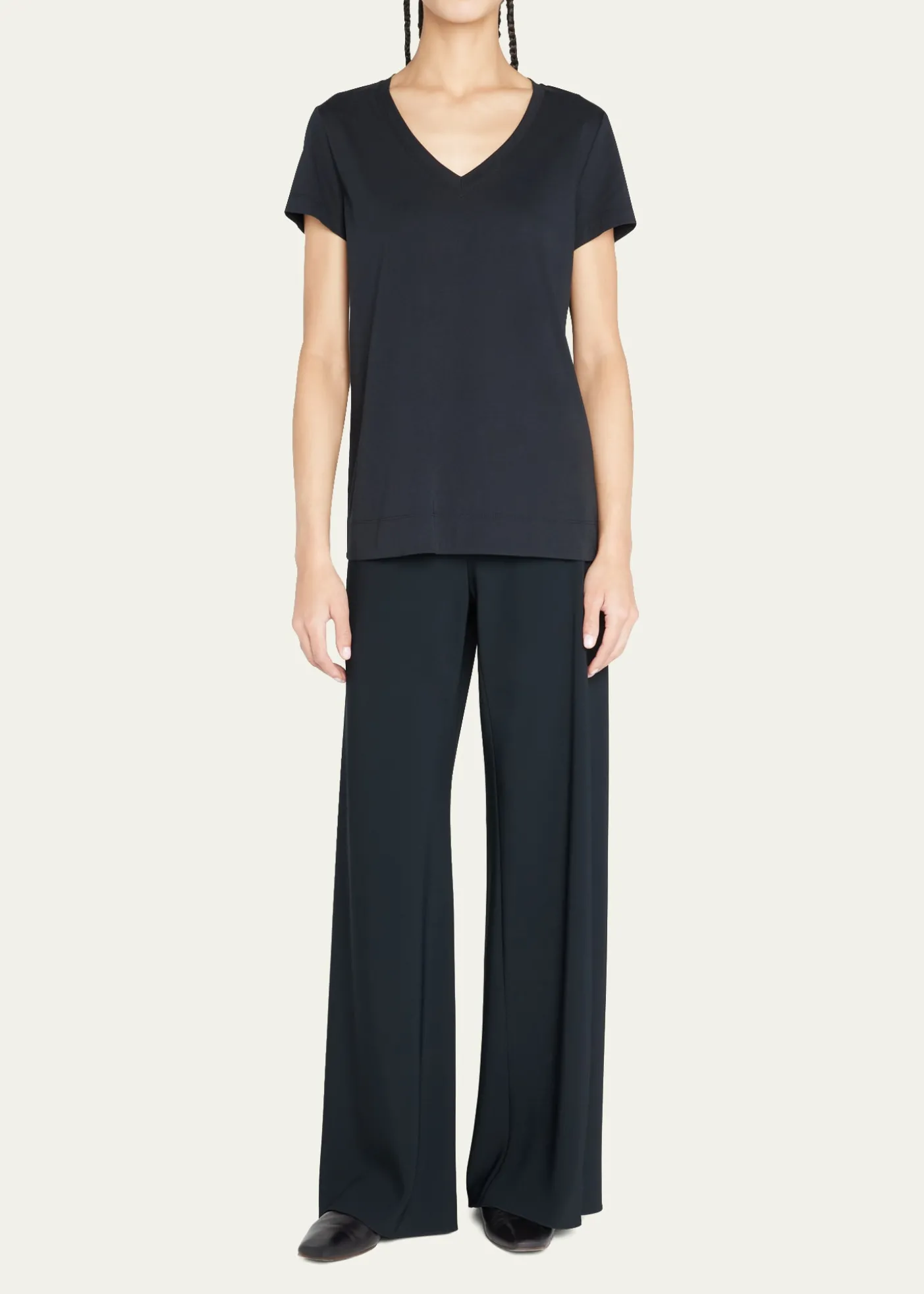Lafayette 148 New YorkModern V-Neck Short-Sleeve Cotton Jersey Tee