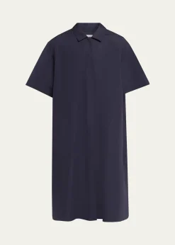 Lafayette 148 New YorkPleated Cotton Shift Shirtdress