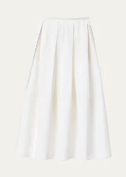 Lafayette 148 New YorkPleated Organic Cotton Poplin Midi Skirt