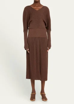 Lafayette 148 New YorkRibbed Shimmer Knit Midi Skirt
