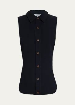 Lafayette 148 New YorkSleeveless Cotton Pique Shirt