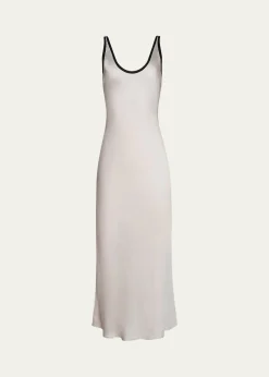 L'AgenceAkiya Contrast-Trim Maxi Dress