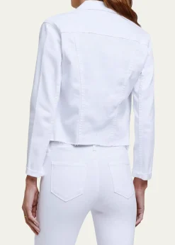 L'AgenceJanelle Slim Cropped Jean Jacket with Raw Hem