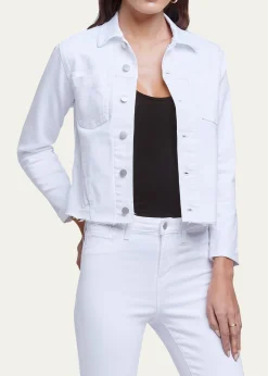 L'AgenceJanelle Slim Cropped Jean Jacket with Raw Hem