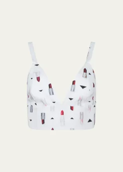 L'AgenceKaori Lipstick-Print Bralette Top