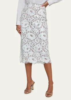 L'AgenceMakena Sequined Lace Pencil Skirt