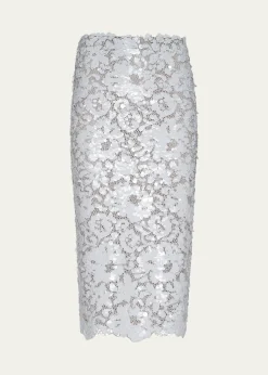 L'AgenceMakena Sequined Lace Pencil Skirt