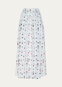 L'AgenceSeina Lipstick-Print Midi Skirt