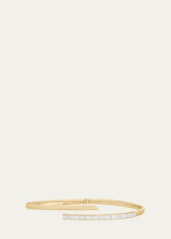 Lana14K Gold Criss Cross Baguette Diamond Bangle Bracelet