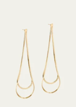 Lana14K Gold Linear Looped Herringbone Earrings, 5.5"L