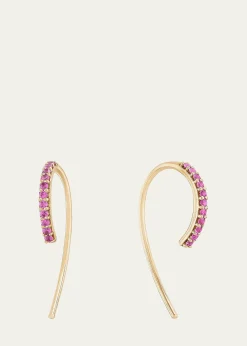 LanaMini Pink Sapphire Hooked on Hoop Earrings, 15mm