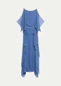LanvinChain-Strap Silk Ruffle Maxi Dress