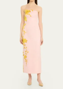 Lela RoseStrapless Rose Fil Coupe Ankle Cocktail Dress