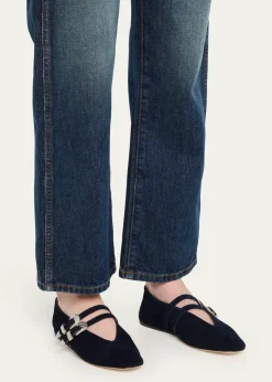 Le Monde BerylClaudia Suede Western-Buckle Ballerina Flats