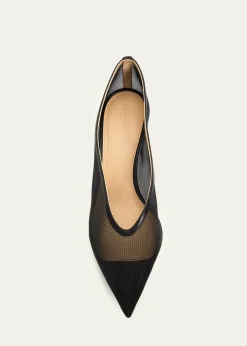 Le Monde Beryl40mm Babouche Mesh Kitten-Heel Pumps