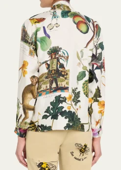 LibertineHollyhock Floral Silk Slim Tie Keith Blouse